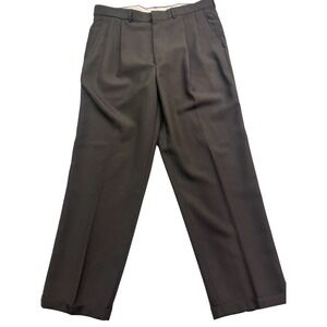 vtg Olive Green 36x30 Dress Suit Pants Trousers Pleated Cuffed High Waist USA